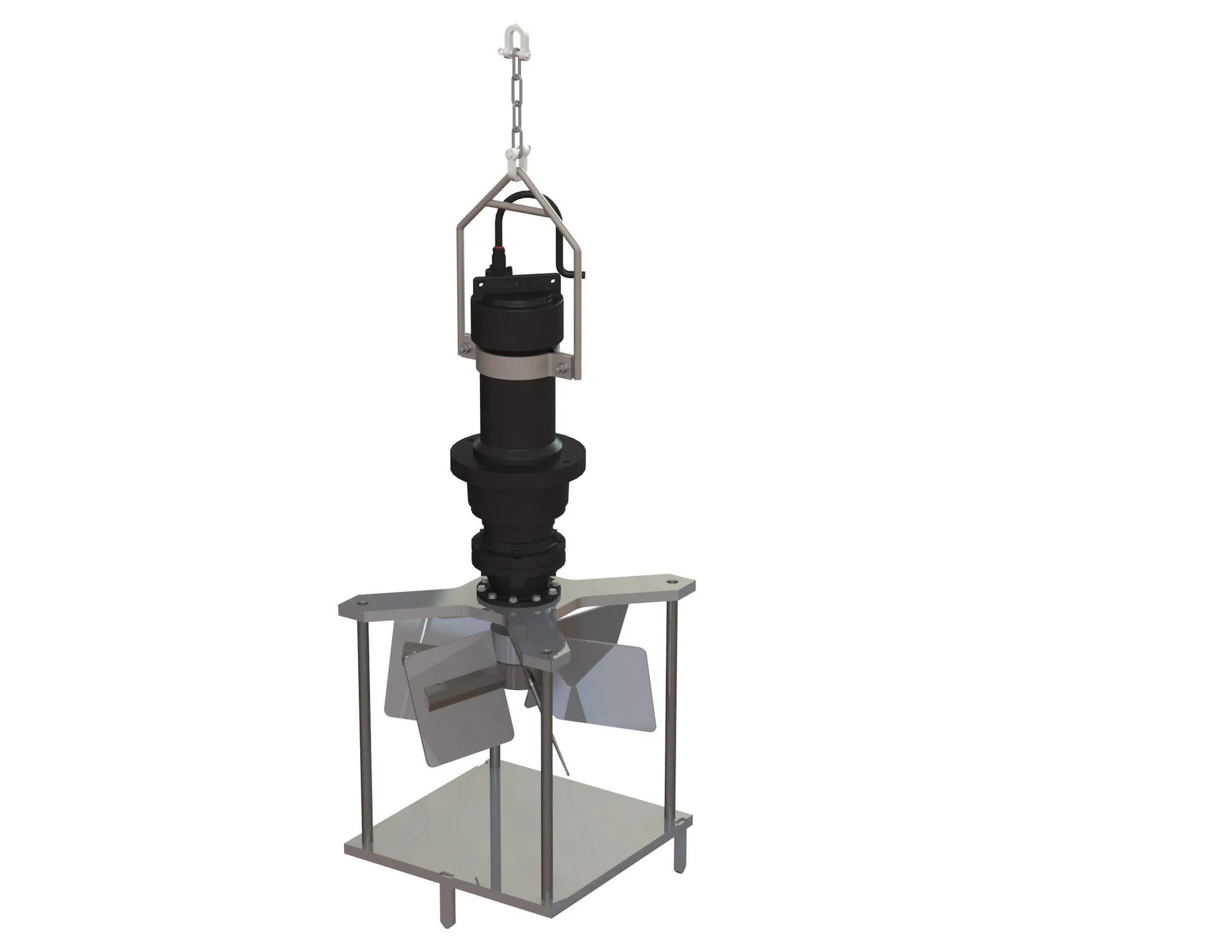 Mélangeur BIOMIX-S pour le brassage à vitesse lente des silos à boues fermés.