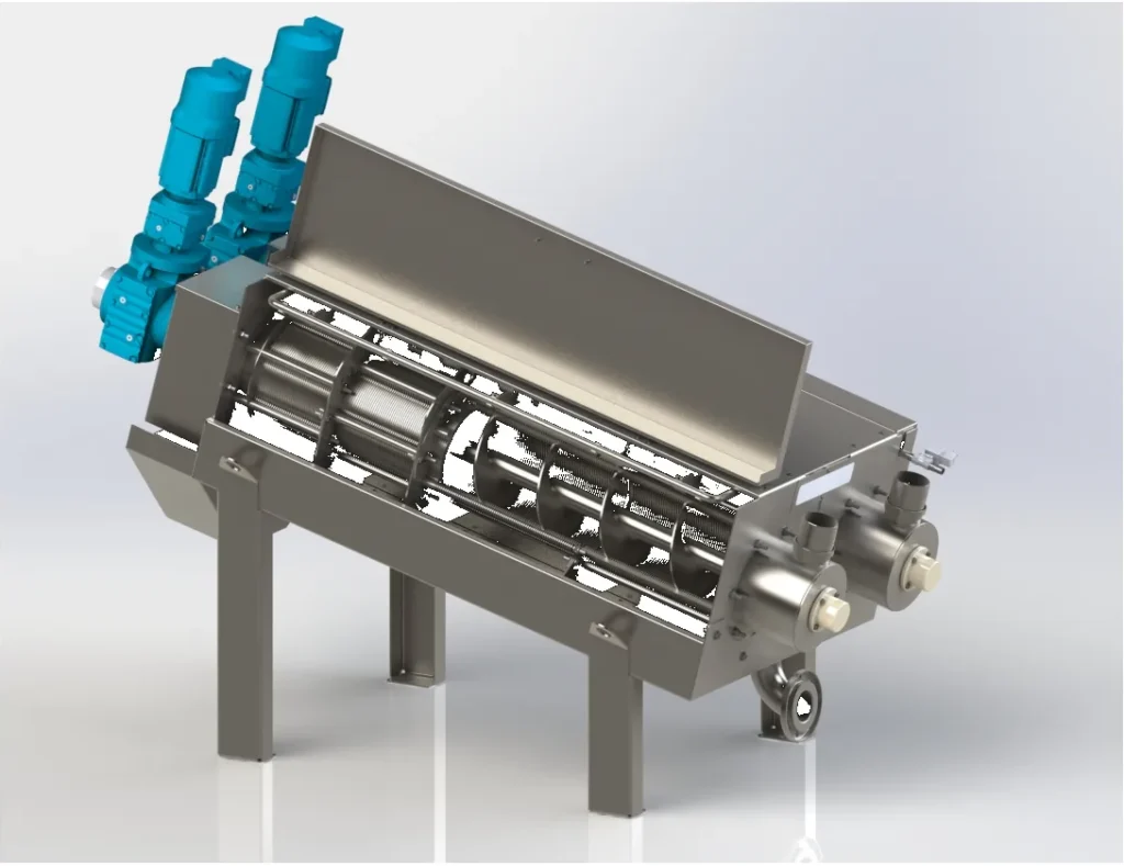 Presse à vis BioPress BIOTRADE pour la déshydratation des boues urbaines et industrielles.