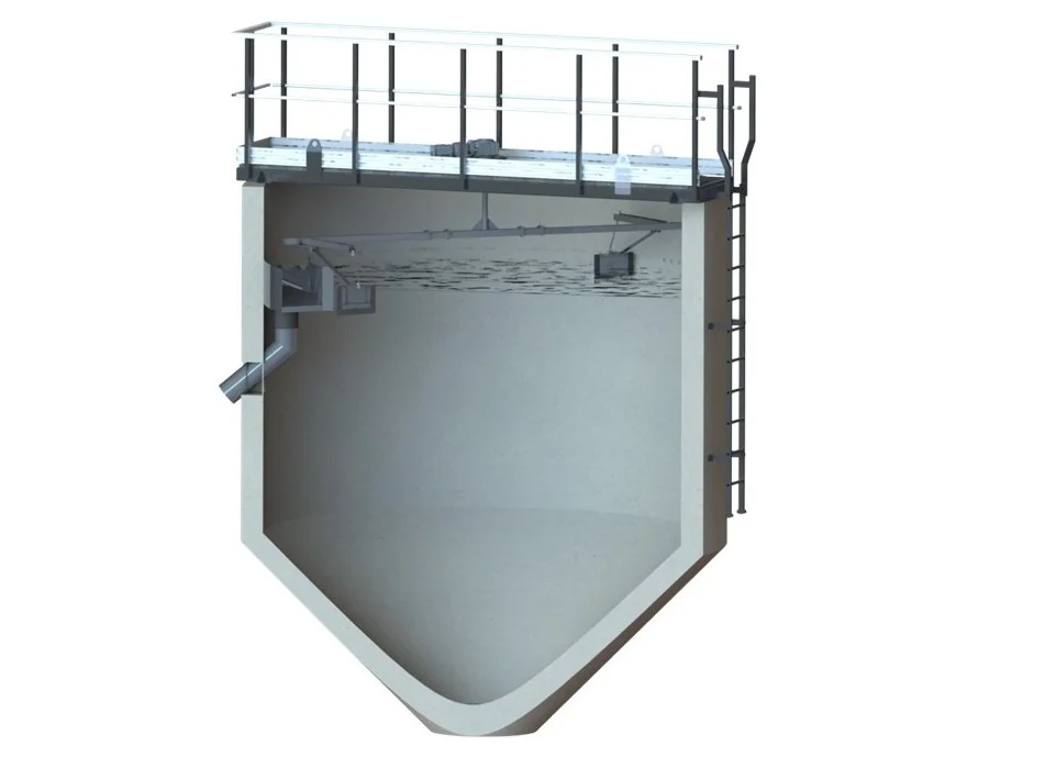 Dégazeur circulaire BIOTRADE pour le traitement des eaux industrielles ou urbaines.